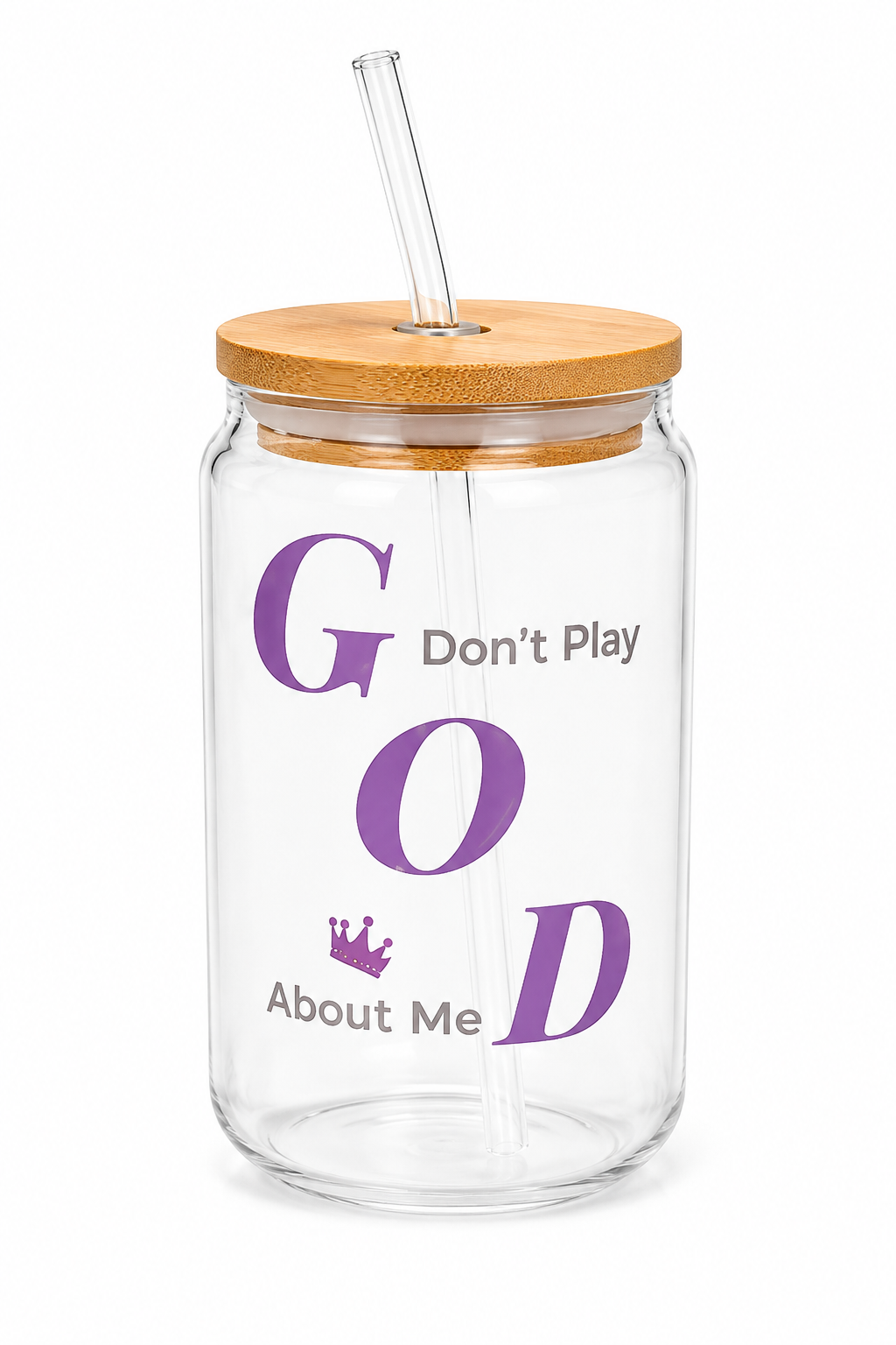 Affirma’Tees Motivational UVDTF Glass Tumbler with Bamboo Lid & Straw (16 oz)